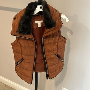 H&M Full Zip Burnt Orange Puffer Vest Size Small